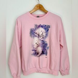 Vintage Mischievous Kittens Graphic Sweatshirt – Medium